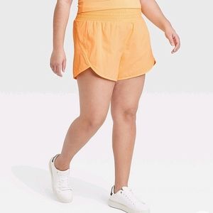 Women's High-Rise Crinkle Shorts - All in Motion Light Orange Athletic XXL